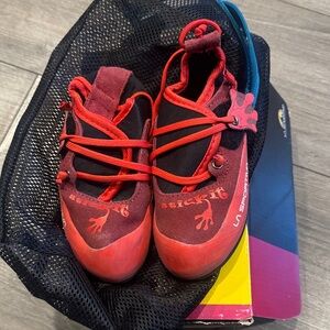 La Sportiva Kids Red and Black StickIt Climbing Shoes